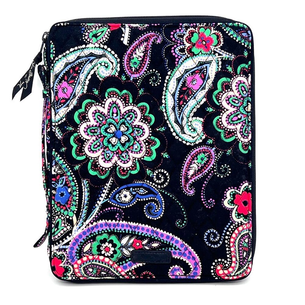 Vera Bradley Quilted Paisley Print Tablet Sleeve Zip Closure Pockets ipad Kindle